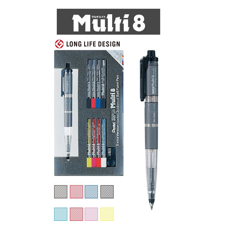 Pentel Super Multi 8 Automatic Mechanical Pencil Set (PH803ST)