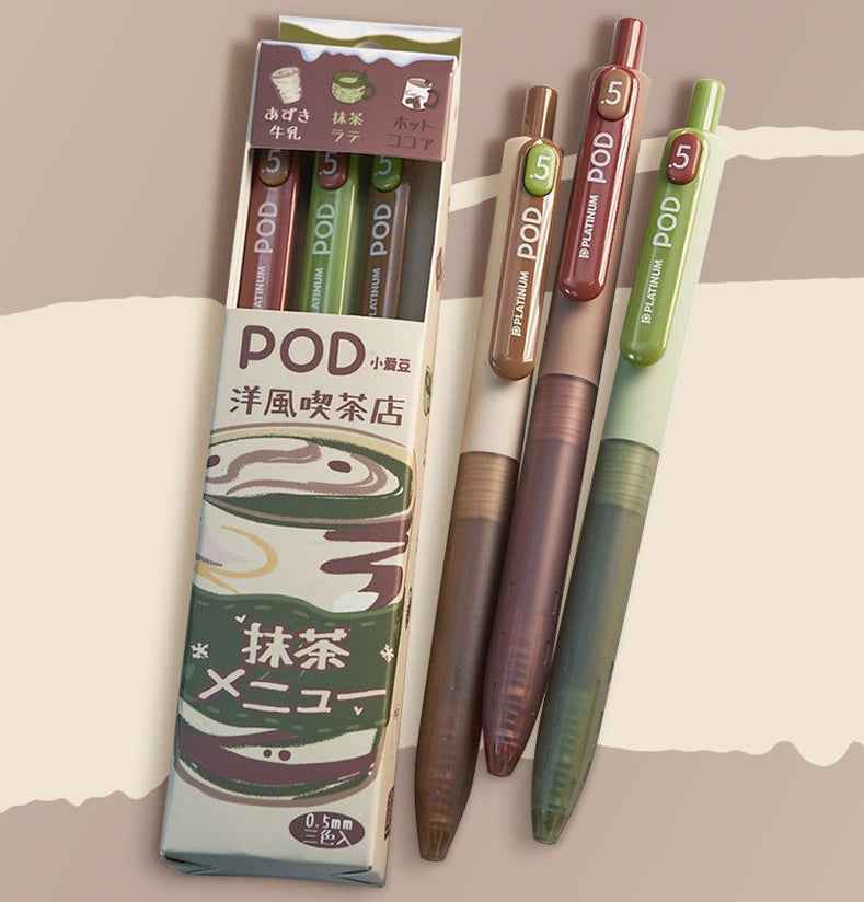 PLATINUM POD-5 Matcha Needle Tip 3 Pens with 2 Refills