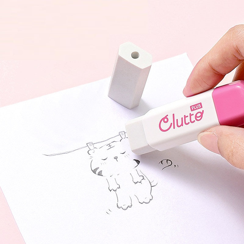 PLUS Clutto Hexagonal Twist-Up Eraser Includes 2 Replacement Refills