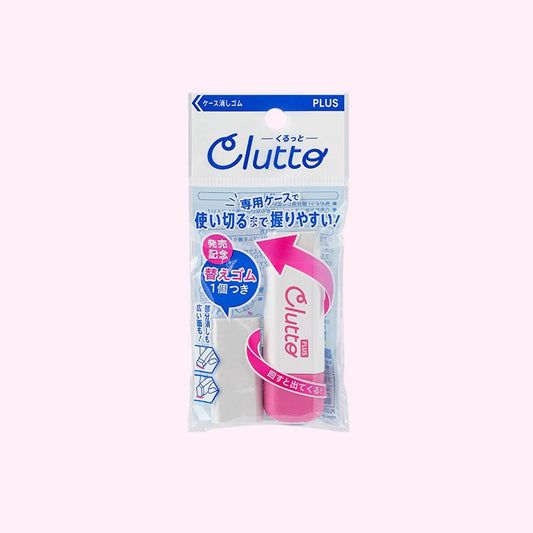 PLUS Clutto Hexagonal Twist-Up Eraser Includes 2 Replacement Refills Pink