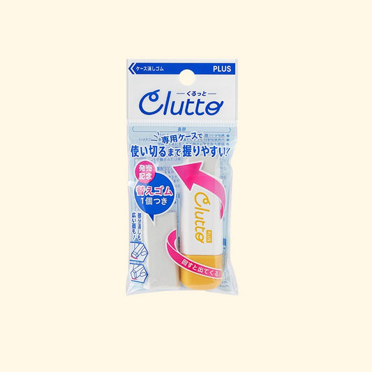 PLUS Clutto Hexagonal Twist-Up Eraser Includes 2 Replacement Refills Yellow