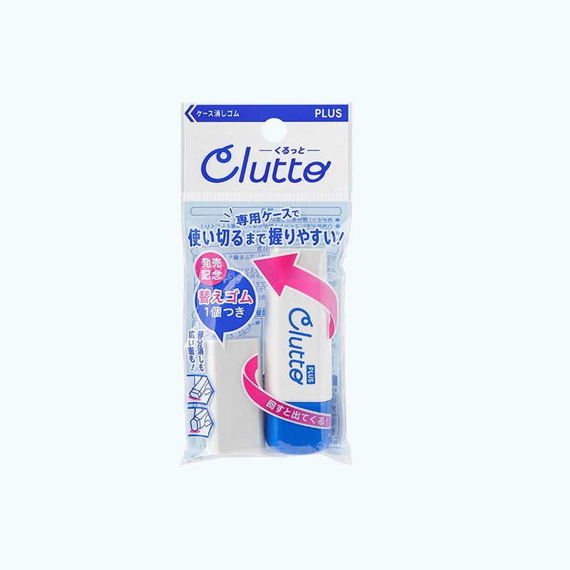 PLUS Clutto Hexagonal Twist-Up Eraser Includes 2 Replacement Refills Blue