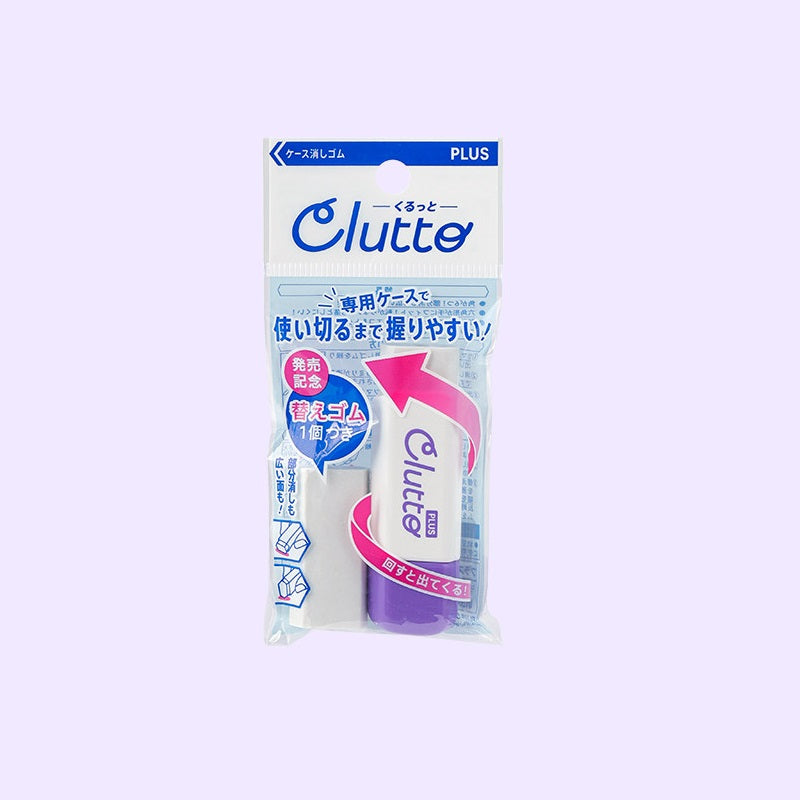 PLUS Clutto Hexagonal Twist-Up Eraser Includes 2 Replacement Refills Purple