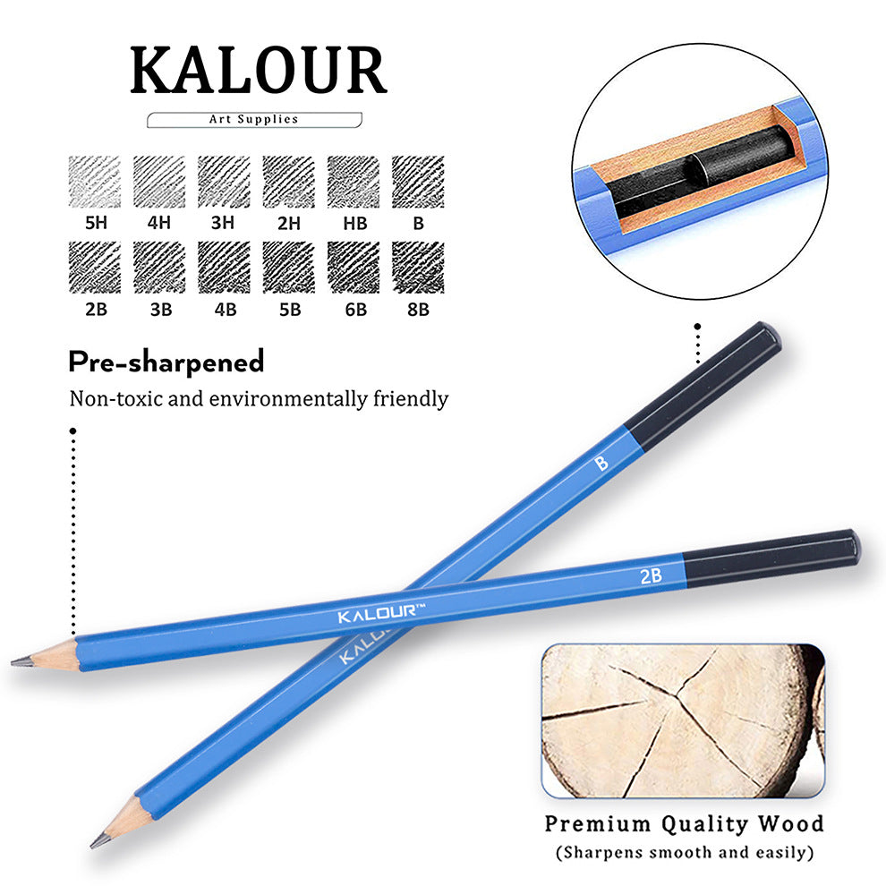 KALOUR 12 Pieces Professional Drawing Sketching Graphite Pencils Set
