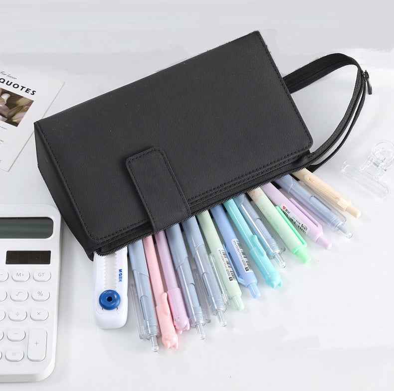 PU Leather Multi-Function Stationery Bag Pen Pouch with Phone Stand