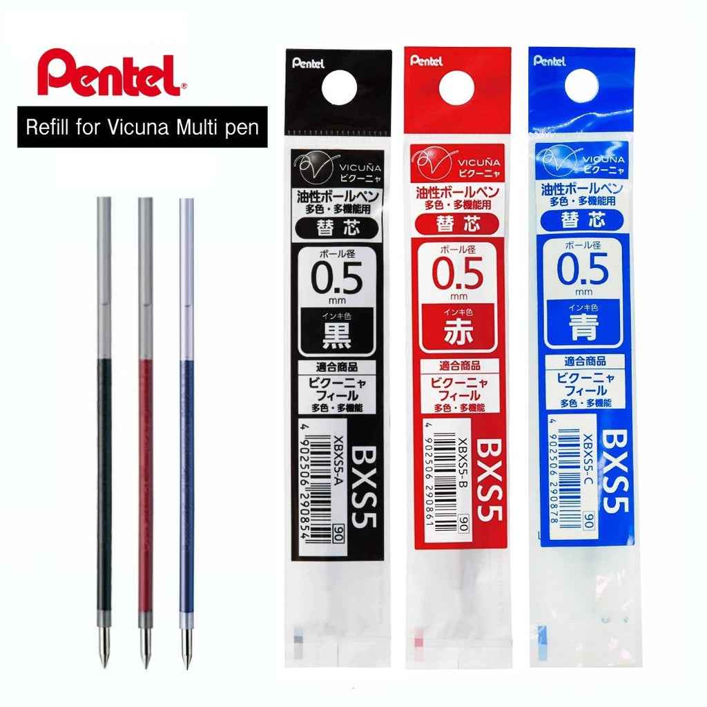 Pentel BXS5 Ballpoint Multi Pen Refill 0.5mm Black/Blue/Red 5 Pack