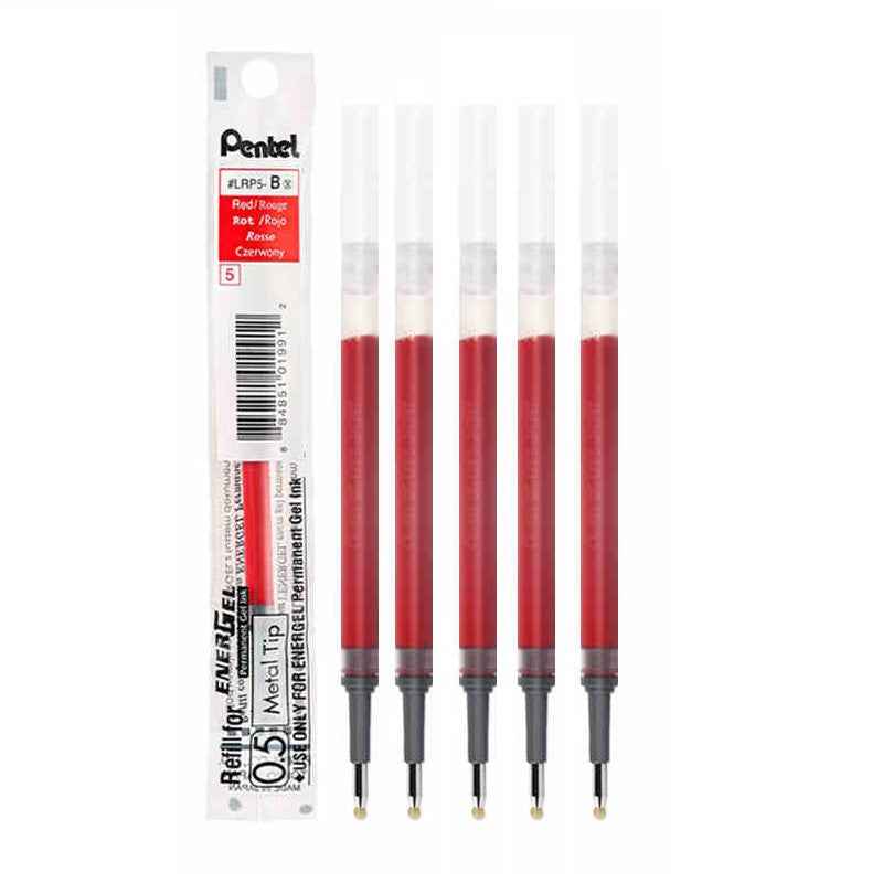 Pentel Energel LRP5 Gel Pen Refill - 0.5mm - Black/Blue/Red - 6 Pack