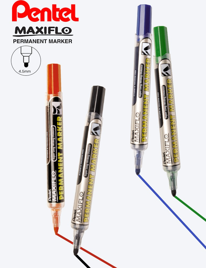 Pentel Maxiflo Permanent Marker NFL50 (Bullet Point) 4 Pack