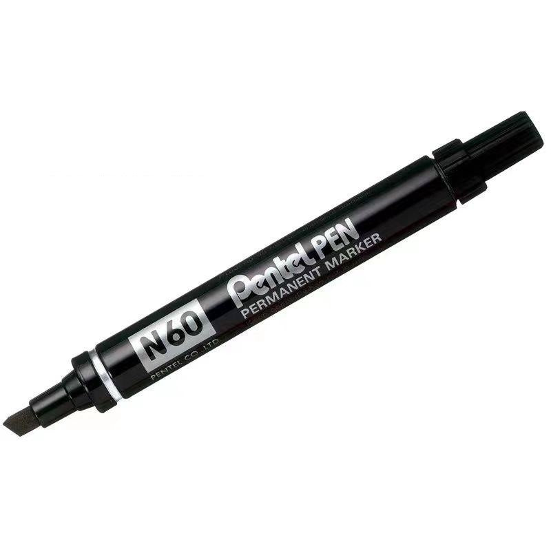Pentel N60 Permanent Marker Pen Chisel Tip 3 Pack