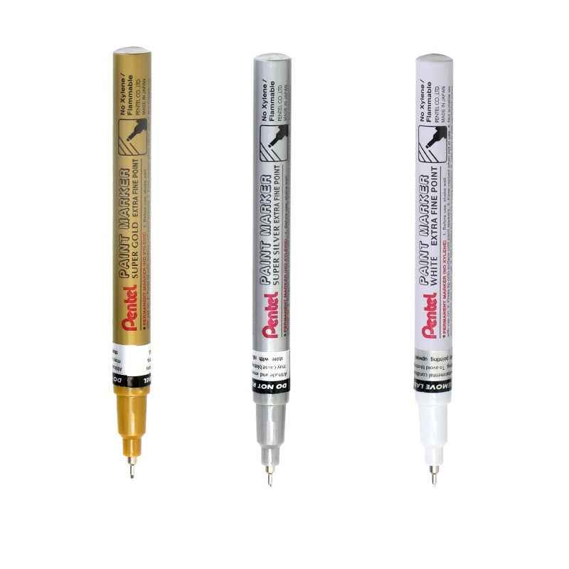 Pentel Paint Marker Extra Fine Point MFP10 Gold/Silver/White 3 Pack