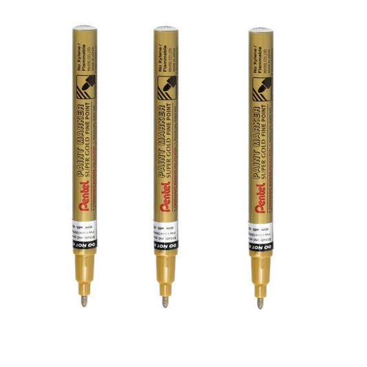 Pentel Paint Marker Fine Bullet Point MSP10 Gold/Silver/White 3 Pack