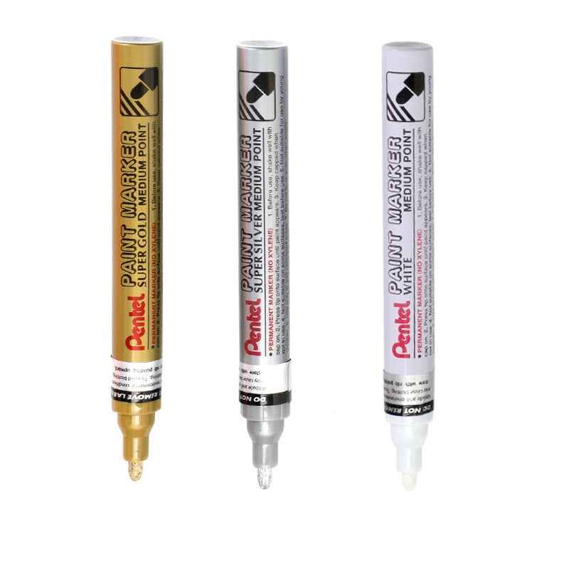 Pentel Paint Marker Medium Point MMP10 Gold/Silver/White 3 Pack