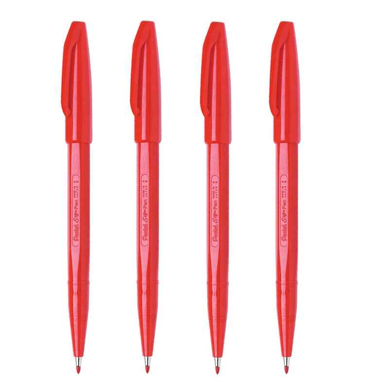 Pentel S520 Sign Pen Fiber Tip 2.0 mm, 4 Pack