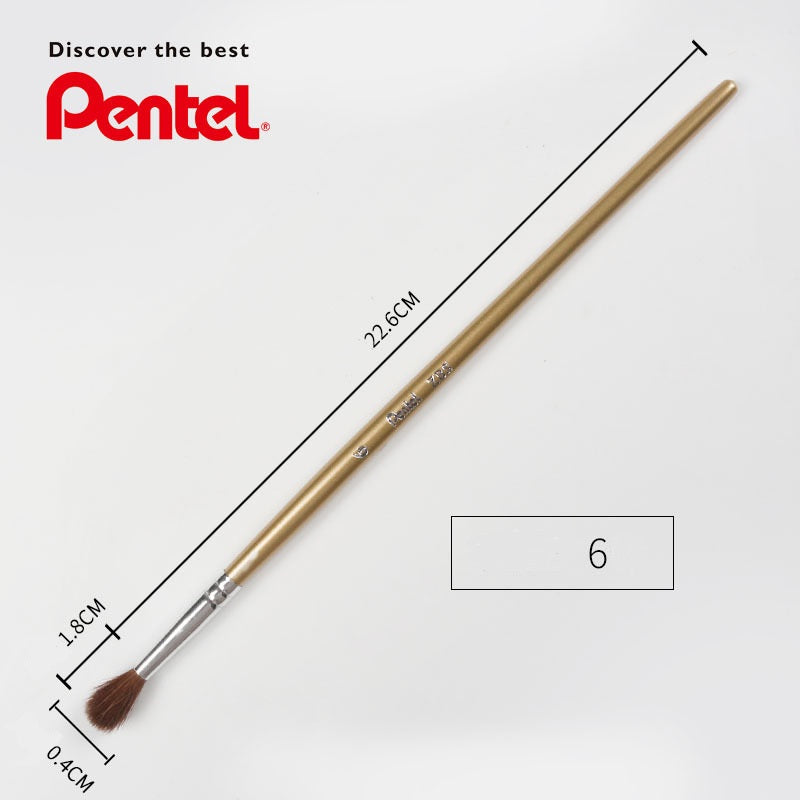 Pennello acquerello tondo in crine di cavallo Pentel ZBS1 (n. 6) - confezione da 3