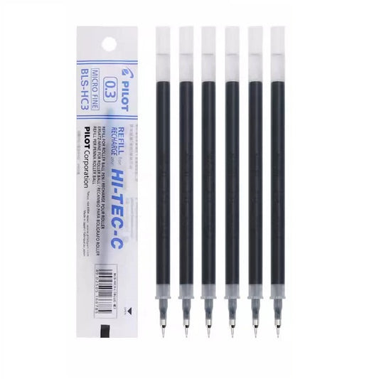 Pilot Hi-Tec-C Gel Pen Refill - 0.3mm - Black/Red/Blue - BLS-HC3 Blue 6 Pack