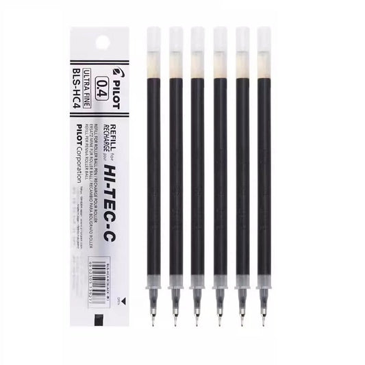 Pilot Hi-Tec-C Gel Pen Refill - 0.4mm - Black/Red/Blue - BLS-HC4 Black 6 Pack