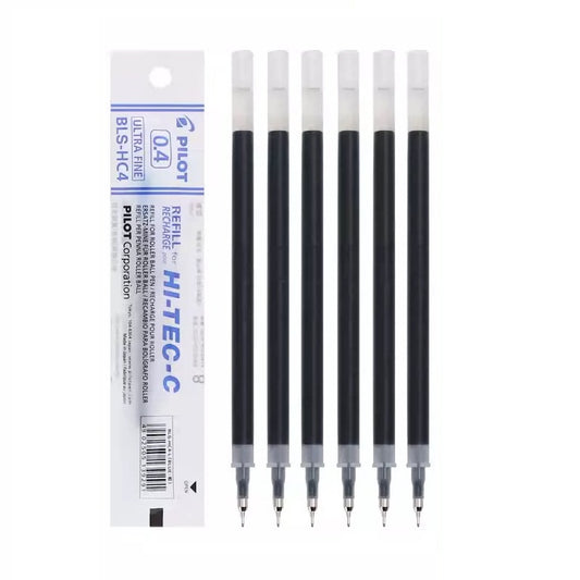 Pilot Hi-Tec-C Gel Pen Refill - 0.4mm - Black/Red/Blue - BLS-HC4 Blue 6 Pack