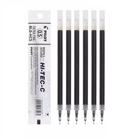 Pilot Hi-Tec-C Gel Pen Refill - 0.5mm - Black/Red/Blue - BLS-HC5 Black 6 Pack
