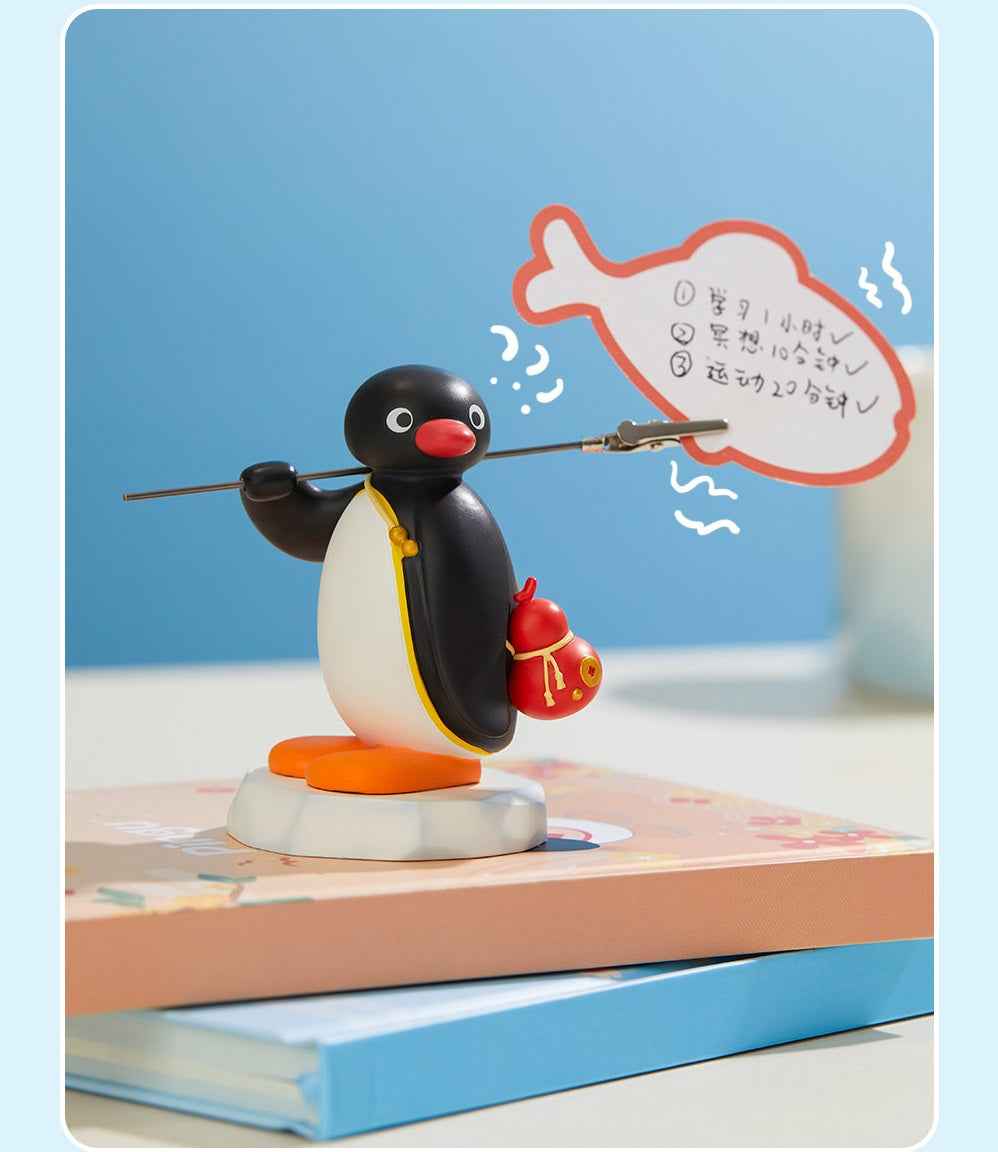 Pingu Penguin Cute Memo Clip with Fish-Shaped Sticky Notes