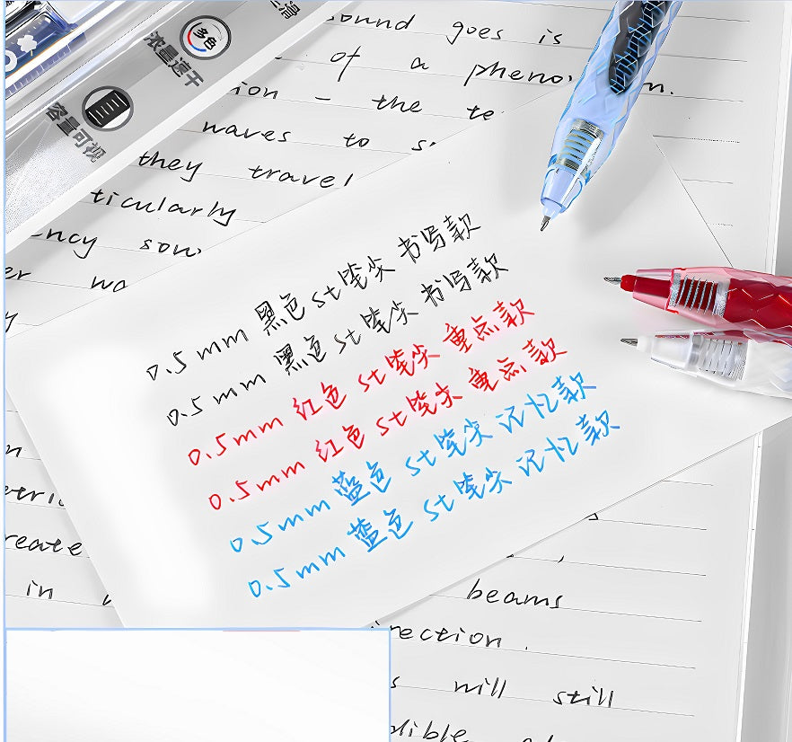 Planwith Clicker Gel Pen 0.5mm High Capacity Quick-Drying 3-Pack