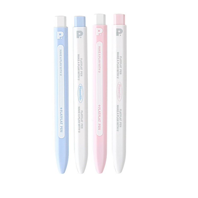 Planwith FlatFlat Clicker Gel Pen 0.5mm Black Ink - 4-Pack
