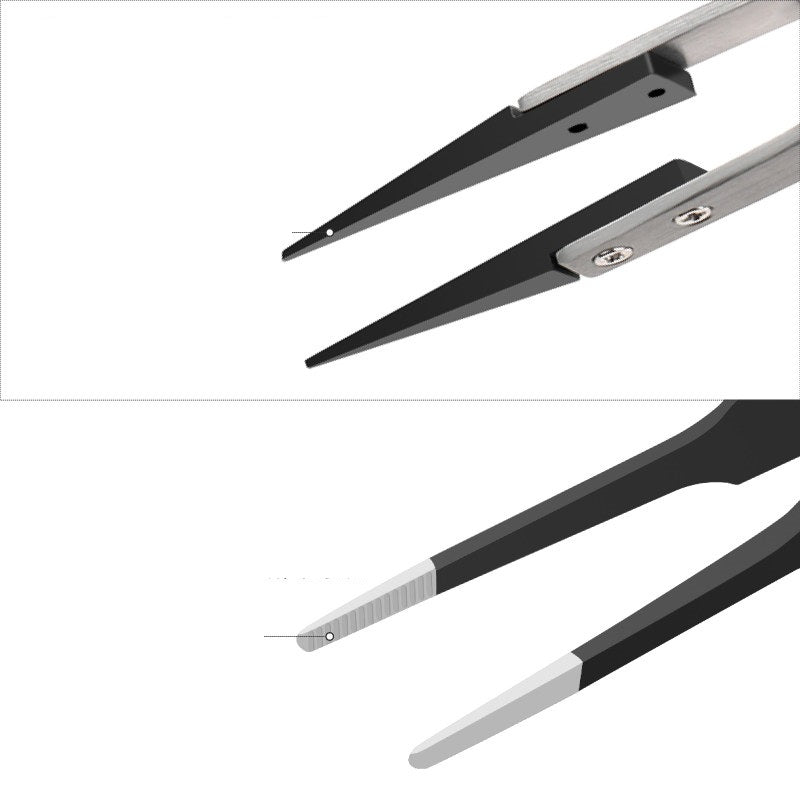 Anti-Static Precision Tweezers Set of 2 – Round Tip & Cross Lock ESD Tool