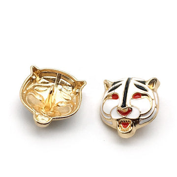 25-mm Leopard-Kopf Metallknopf, weiß & gold, tierisches Design, 10er Set