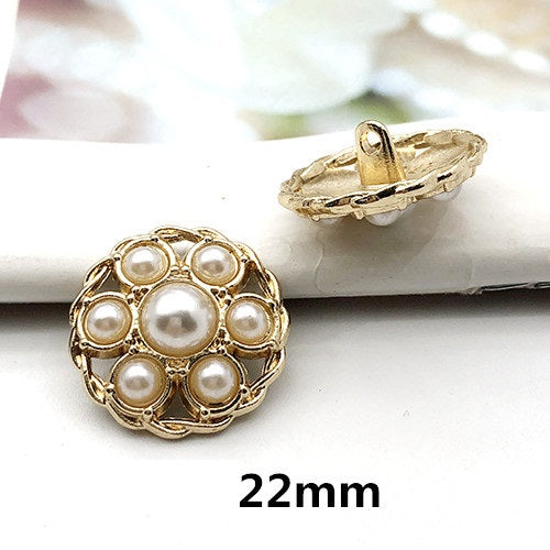 22mm Metal Pearl Rhinestone Round Decorative Buttons for Coats 12pcs 1