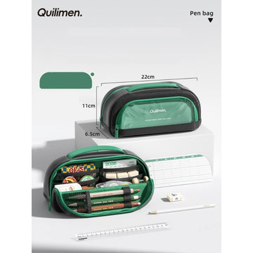 Quilimen Clear Magnetic Stand-Up Pencil Case Green