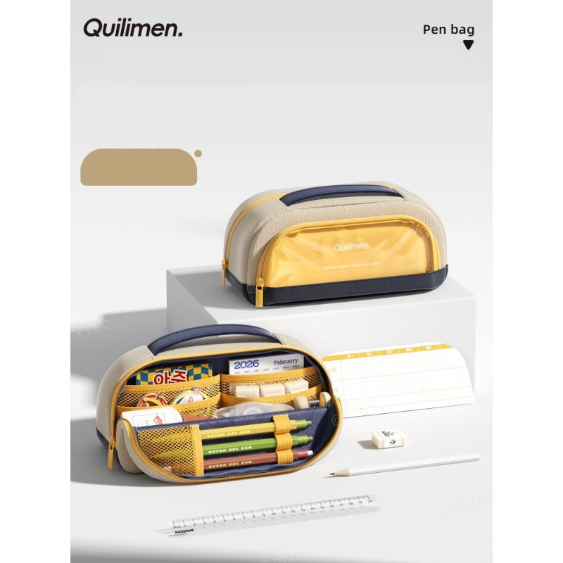 Quilimen Clear Magnetic Stand-Up Pencil Case Yellow