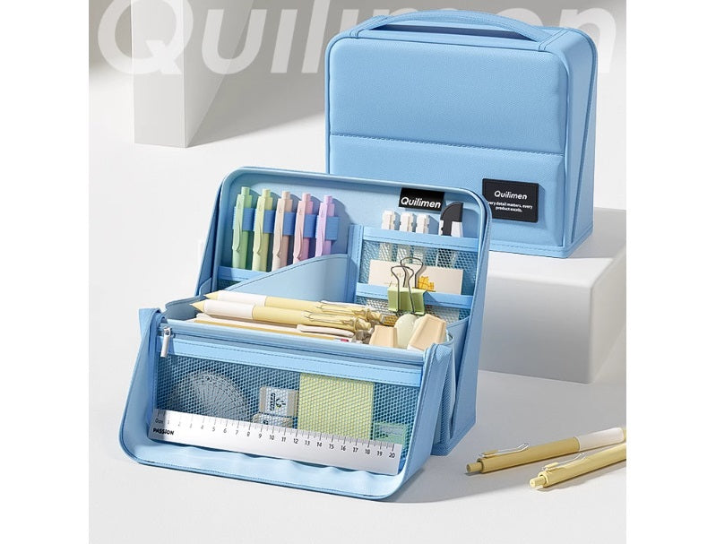 Quilimen Magnetic Stand-Up Pencil Case Stationery Organizer Blue