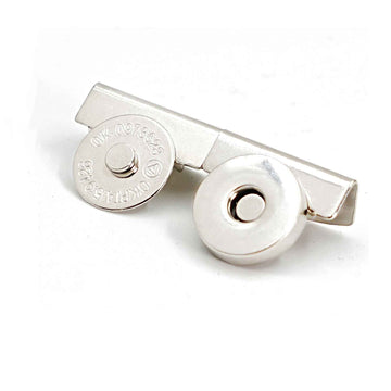 17mm magnetic clasp with clip, silver metal round backplate and snap stud