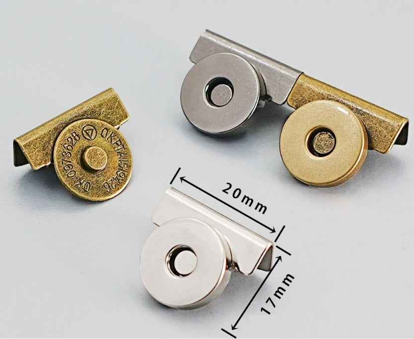 17mm magnetic clasp with clip size shown: 20mm length, 11mm magnet diameter