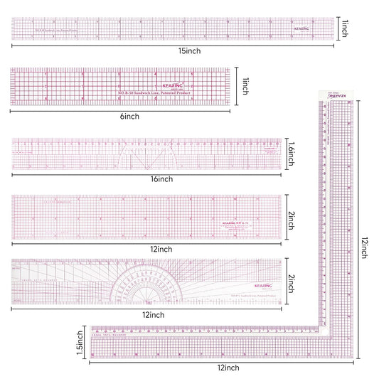 6 to 16 Inch Sewing Rulers for Clothes Fabric Design Pattern Making