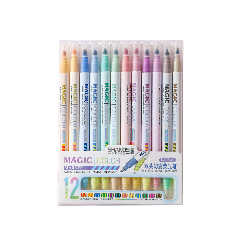 12 Magic Color Markers Dual Tip Highlighter