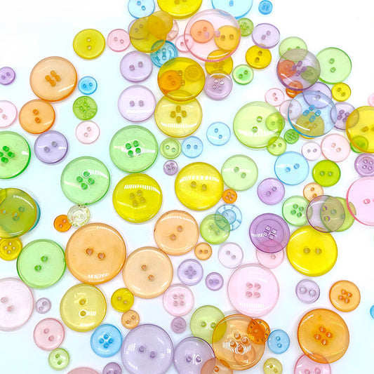 400-600 Piece Assorted Size Colorful Transparent DIY Craft Resin Buttons