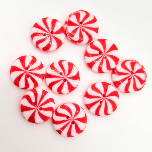 40L Red White Windmill Candy Round Two Hole Resin Buttons 50PCS