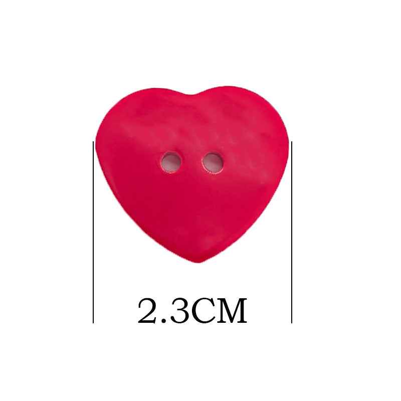 Herzknopf rot mit zwei Löchern, Größe 2,3 cm