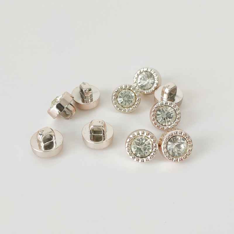 10-mm roségoldene Zierknöpfe mit Strass, rund, 40er-Set