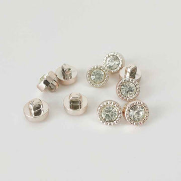 10-mm roségoldene Zierknöpfe mit Strass, rund, 40er-Set