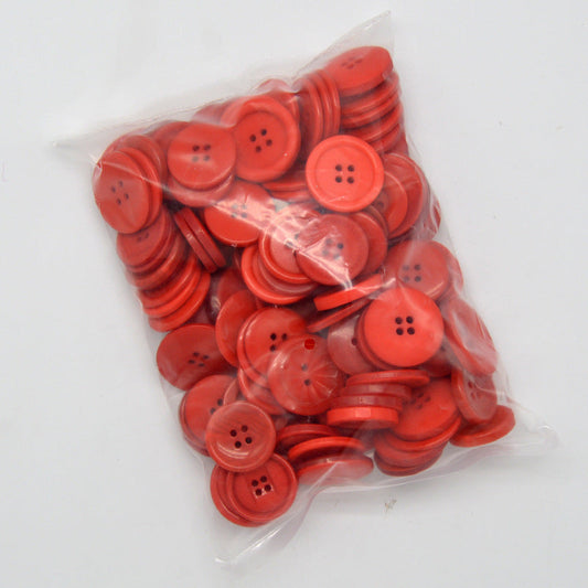 50pcs Assorted Large-Sized Colorful Buttons for Kindergarten DIY Craft Red