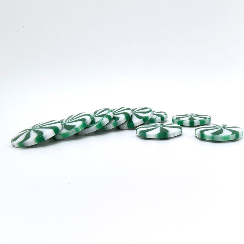 Green/white windmill resin button strip and pieces, two-hole, 1 inch, 40 pcs