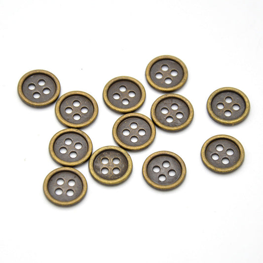 18L Antique Bronze Four-Hole Round Shirt Buttons 100 Pack