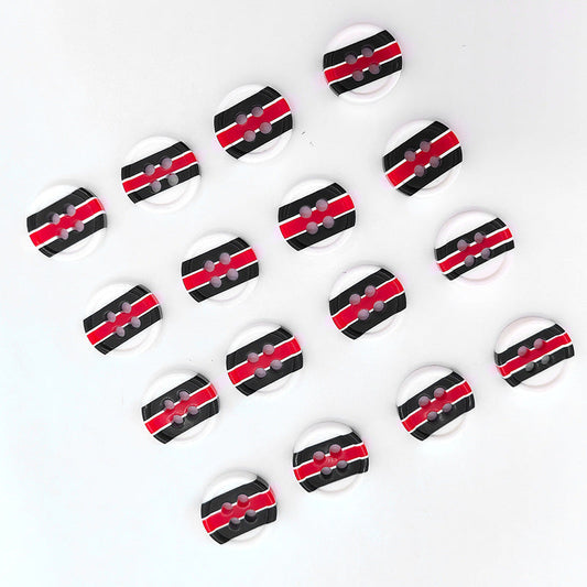 18L Striped Red and Black Round Resin Shirt Buttons 100pcs