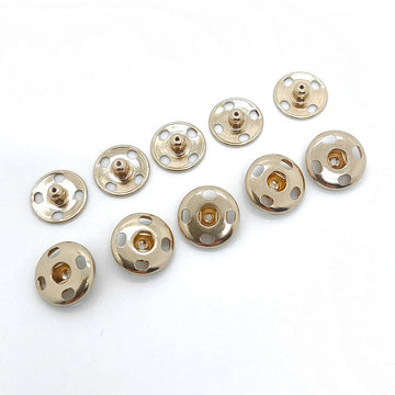 16L round snap buttons, gold metal, copper tone centers, 20pcs