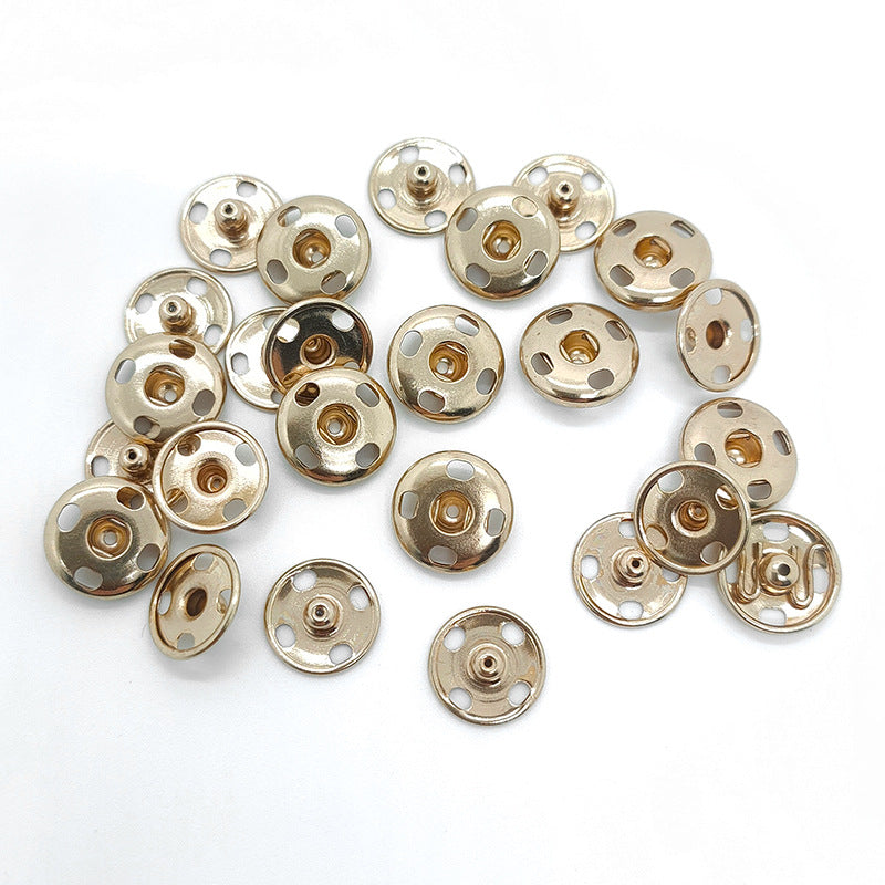 16L round snap buttons assorted, gold metal with copper-tone inserts, 20pcs