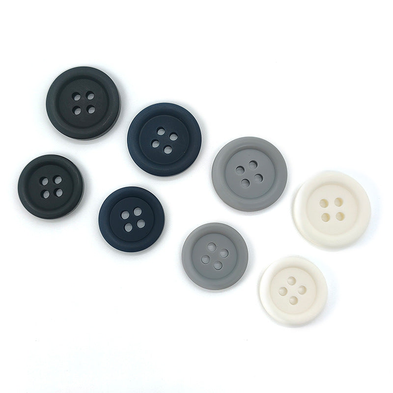 Runde 4-Loch Resin-Knöpfe in Schwarz, Navy, Grau & Weiß