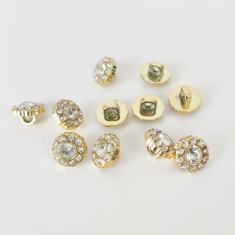 Gold 16L plastic diamond shank buttons, backs with metal loops (50 pcs)