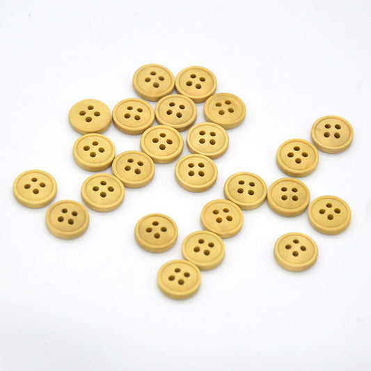 18L Natural Wood Color Round Four-Hole Buttons 100pcs