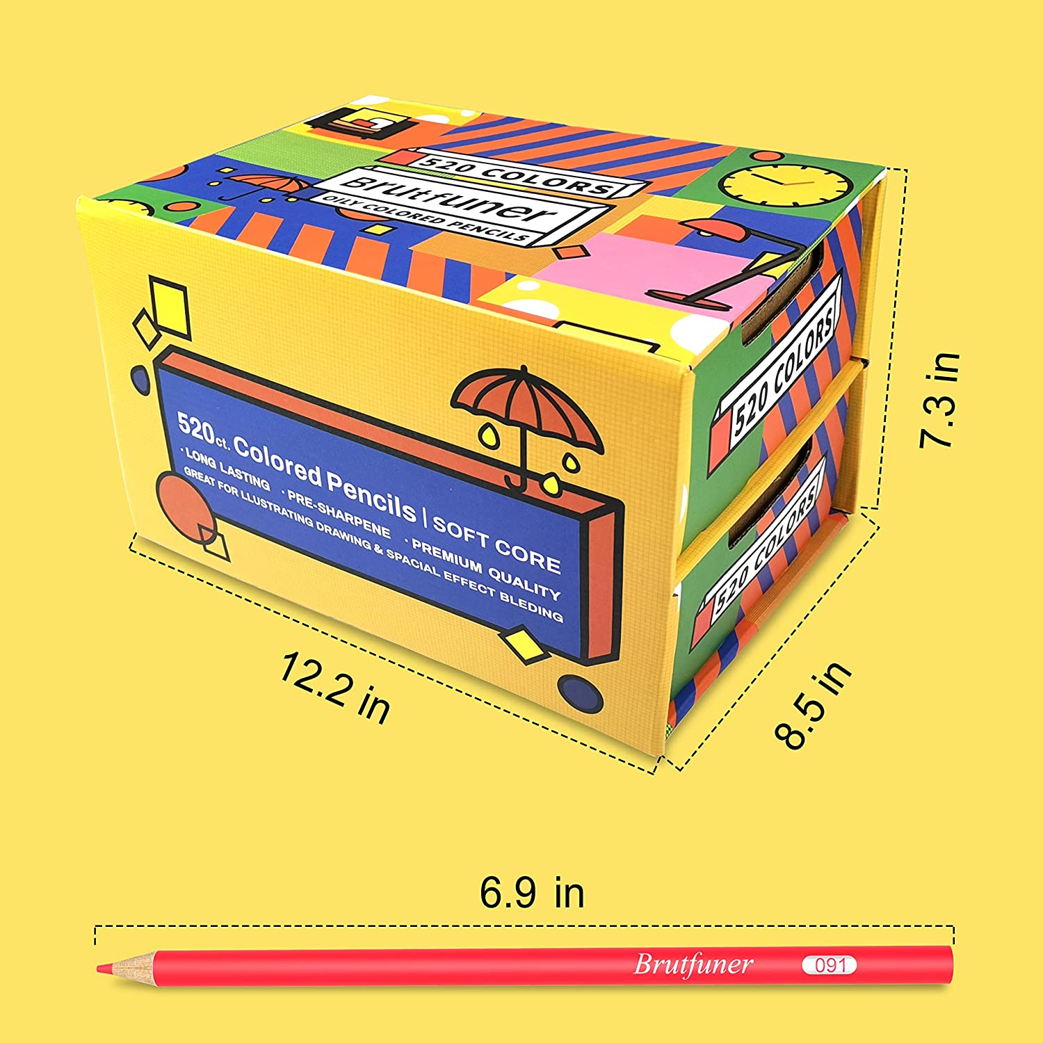 Brutfuner 520 Colored Sketching Pencils Soft Core Gift Box